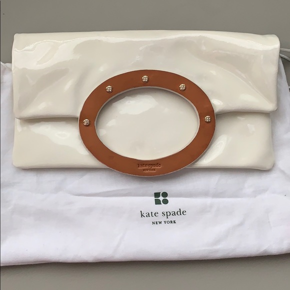 Kate Spade white/cream patent clutch